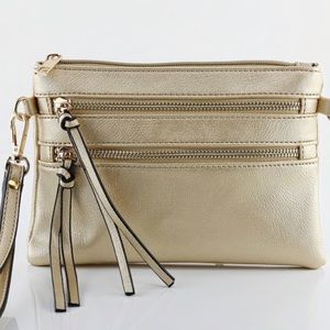 GOLD Cross-Body/Wristlet Purse Handbag